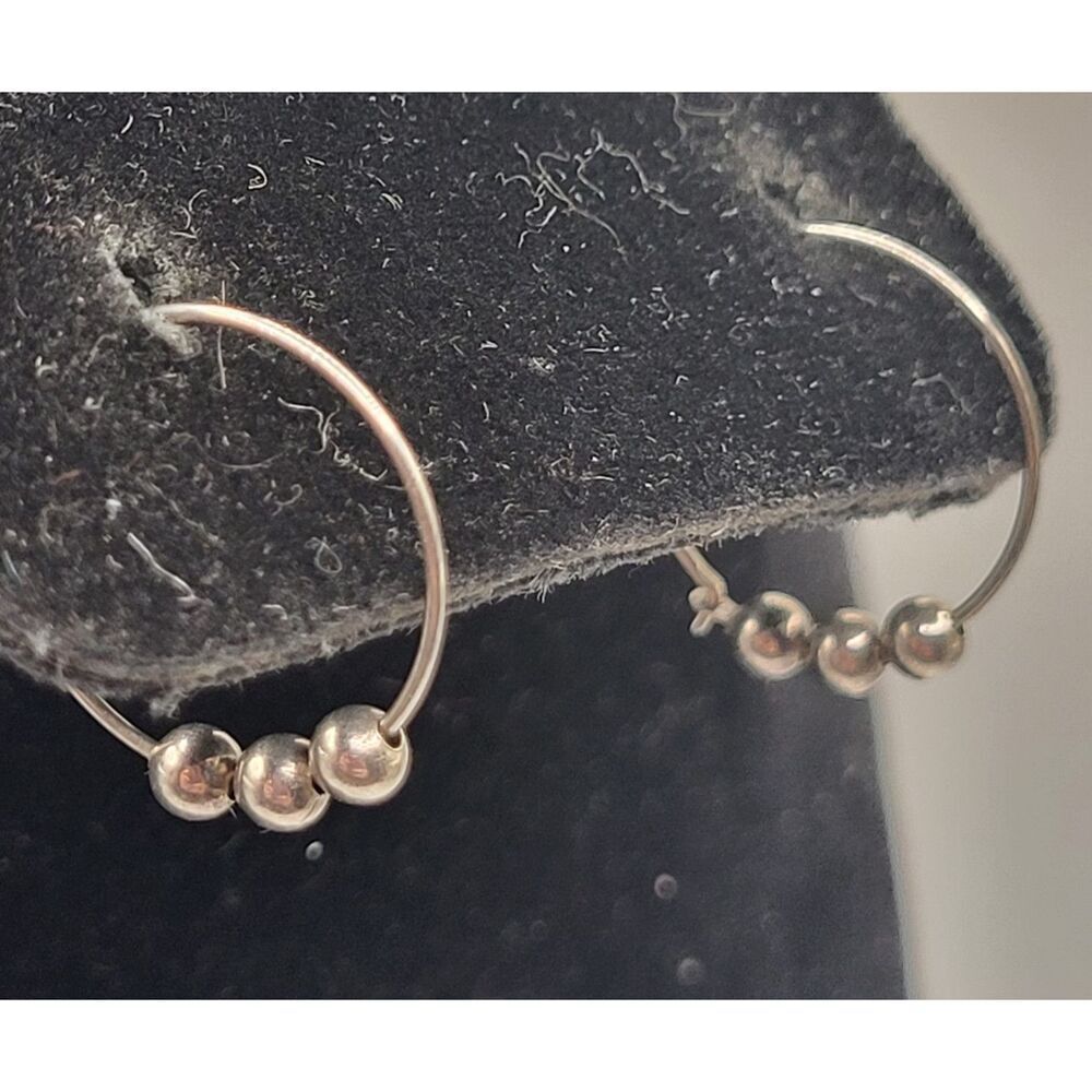 Artisan Sterling Silver Hoop Earrings 0.75in